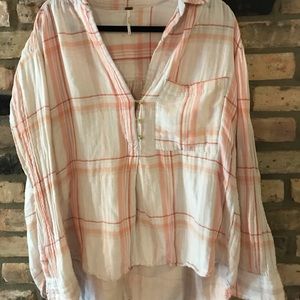 L free people pink flannel button up.